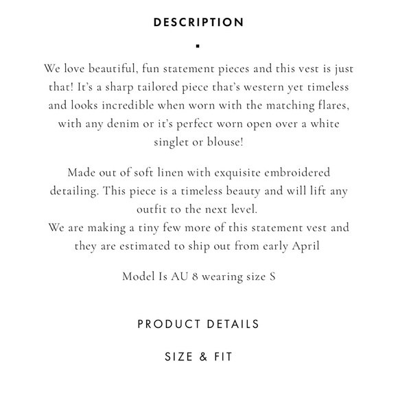 NWT Chasing Unicorns Down in Mexico Linen Embroidered Vest 🌵 - Picture 7 of 15